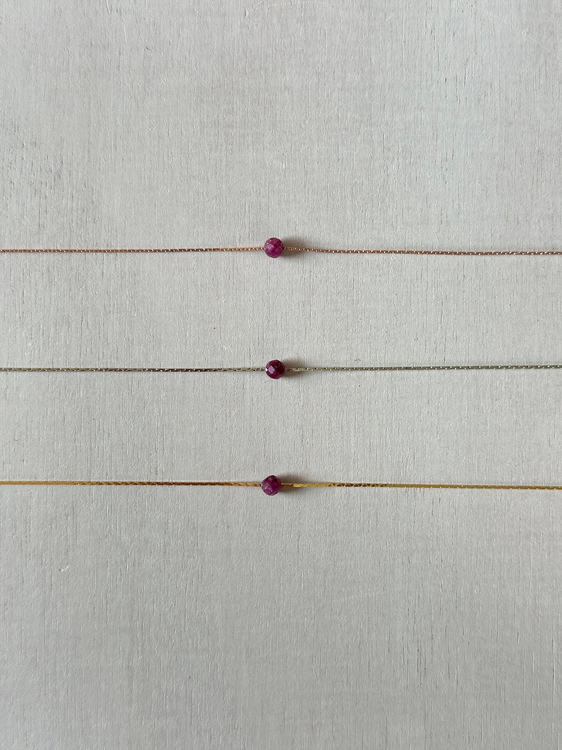Ruby Necklace | Rose Gold | Gold | Silver | Dainty Necklace | Layering Necklace | Gemstone Necklace | Bead Necklace