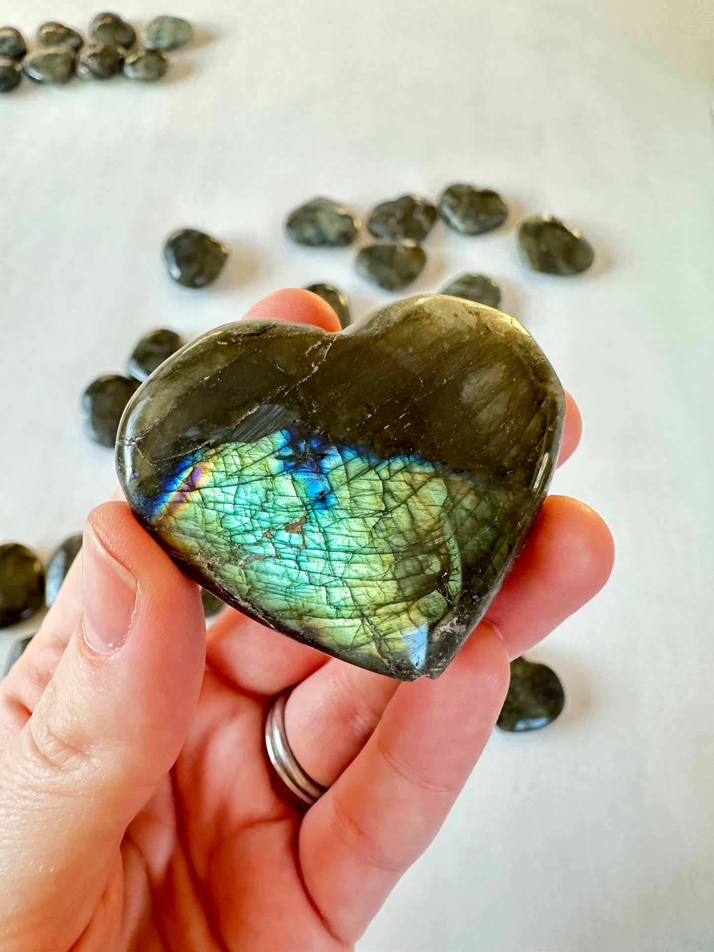 Labradorite Hearts | Labradorite Heart Gemstone | Carved Heart Crystal