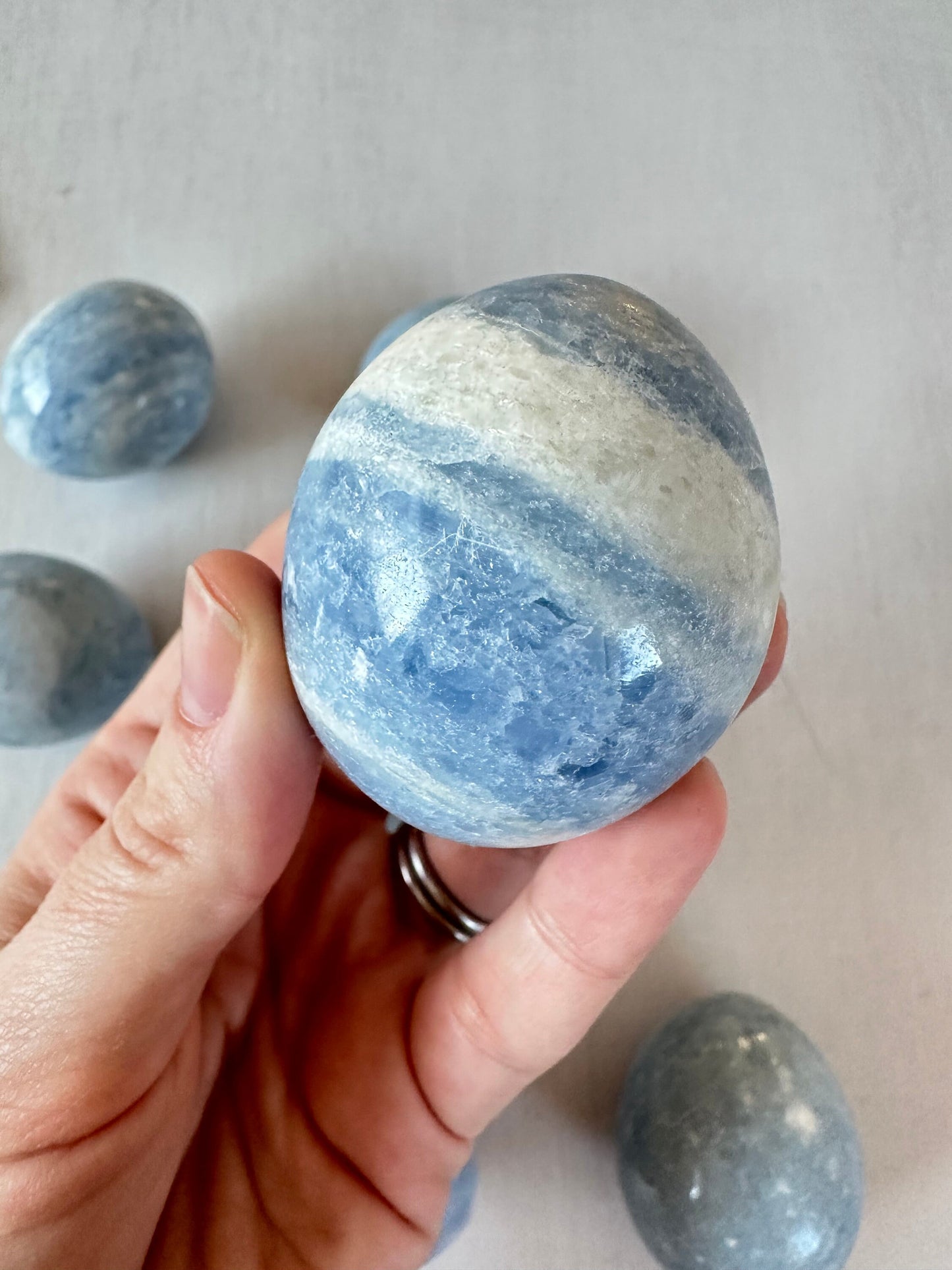 Blue Calcite Egg | Carved Gemstone Egg Crystal