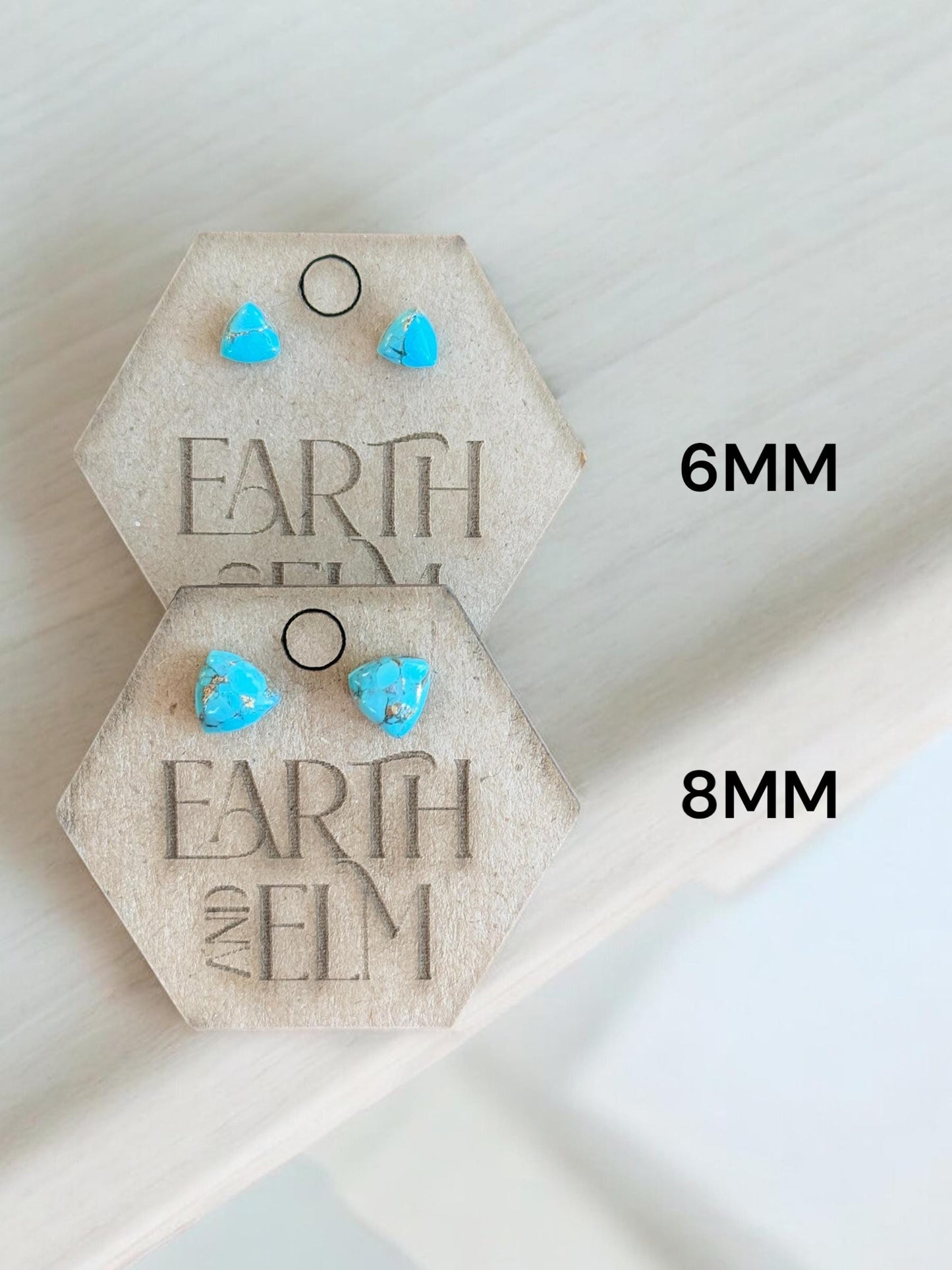 Turquoise Trillion Gemstone Stud Earrings | Triangle Shape | Gemstone Studs | Stud Earrings | Blue Copper Turquoise