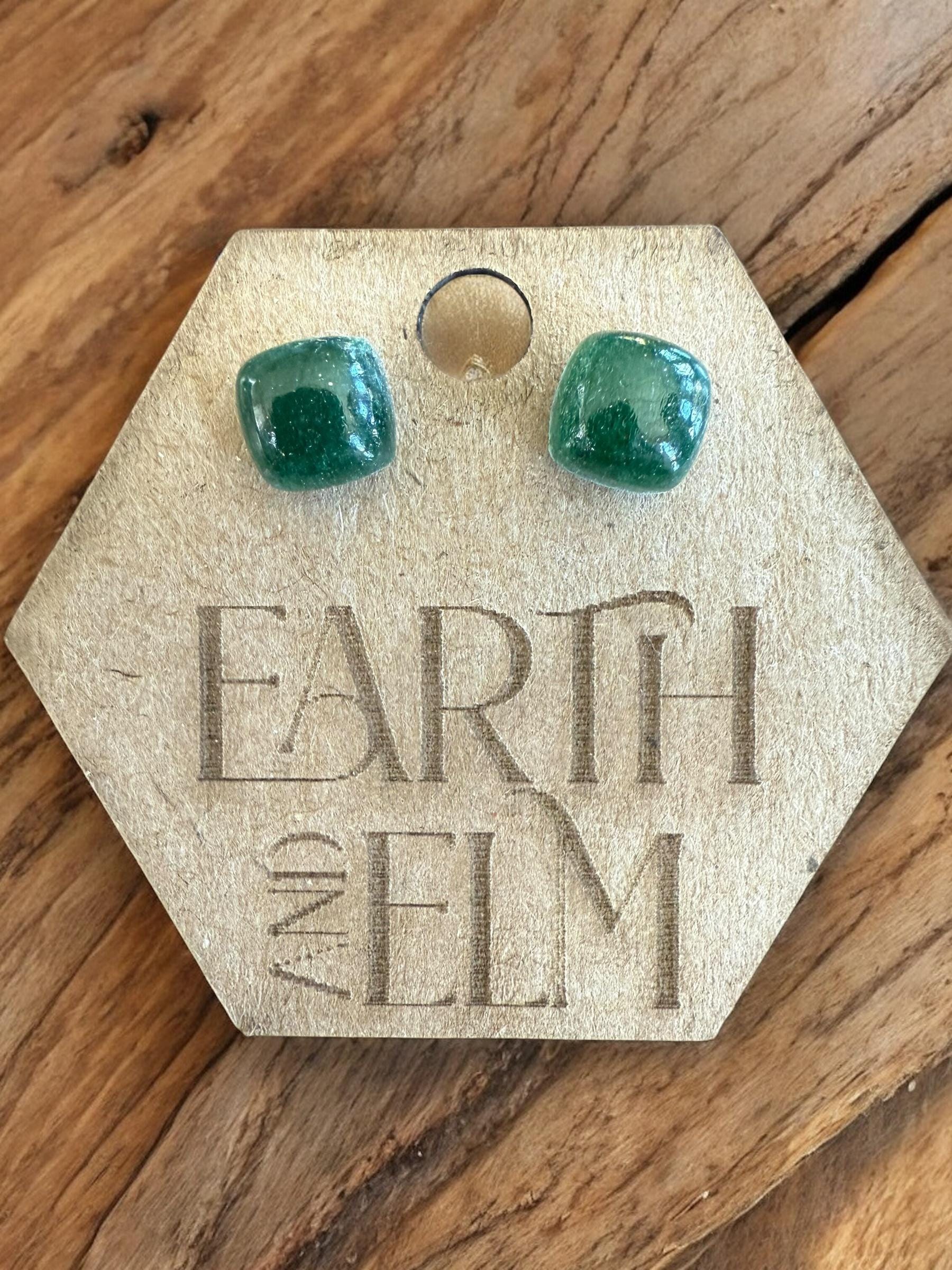 Green Aventurine Cushion Studs