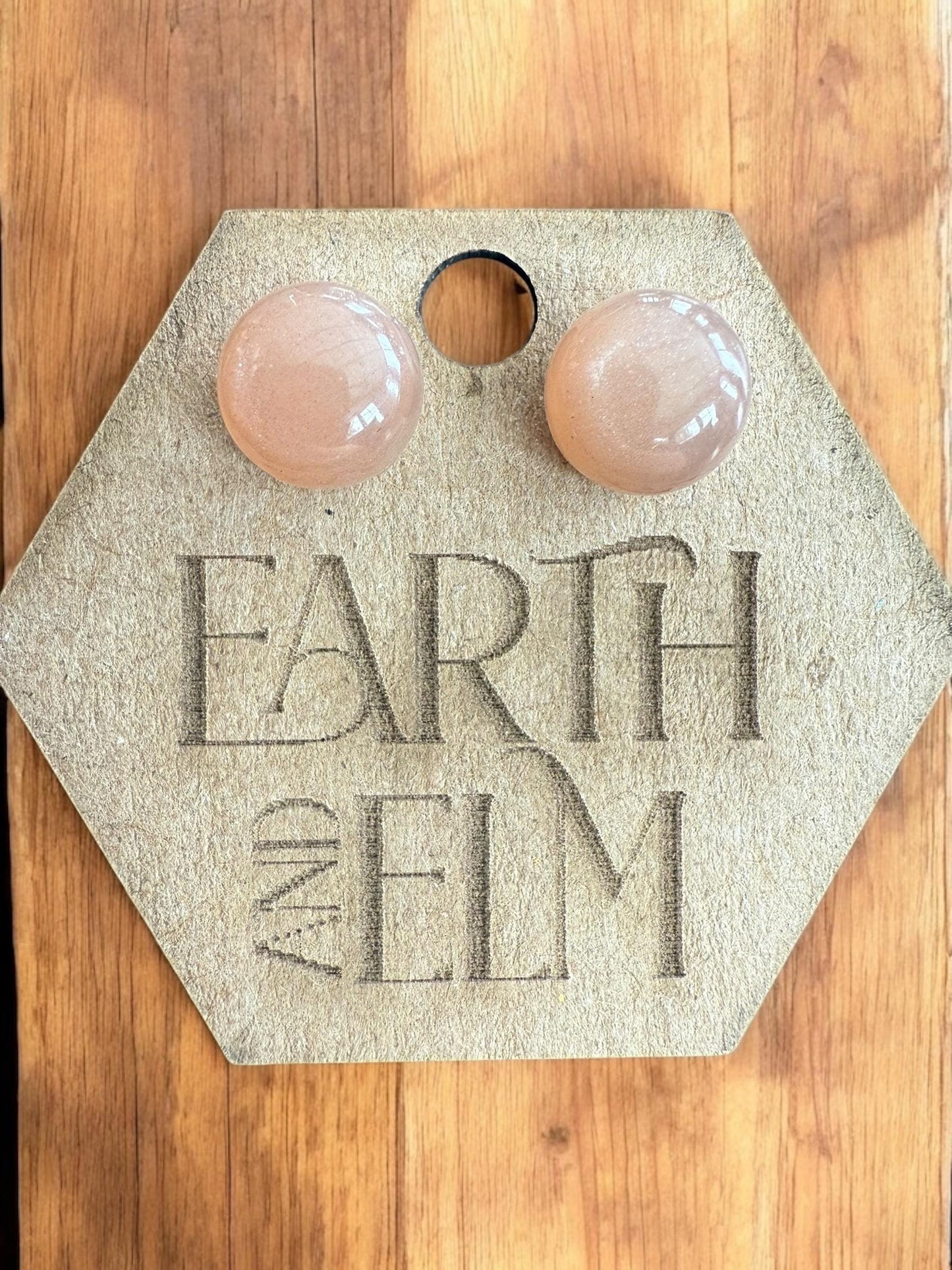 Peach Moonstone Round Gemstone Stud Earrings | 6mm 8mm 10mm | Authentic Crystal Jewelry