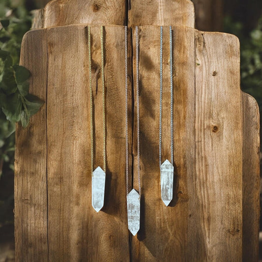 Quartz Point Necklace | Crystal Gemstone Tower Pendant | Double Terminated Crystal | Clear Quartz Jewelry