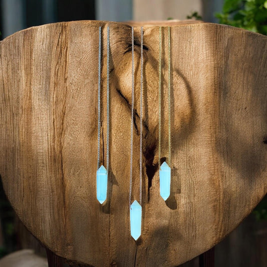 Opalite Point Necklace | Crystal Gemstone Tower Pendant | Double Terminated Crystal | Opalite Jewelry