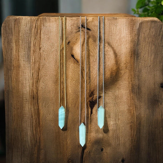 Amazonite Point Necklace | Crystal Gemstone Tower Pendant | Double Terminated Crystal | Amazonite Jewelry