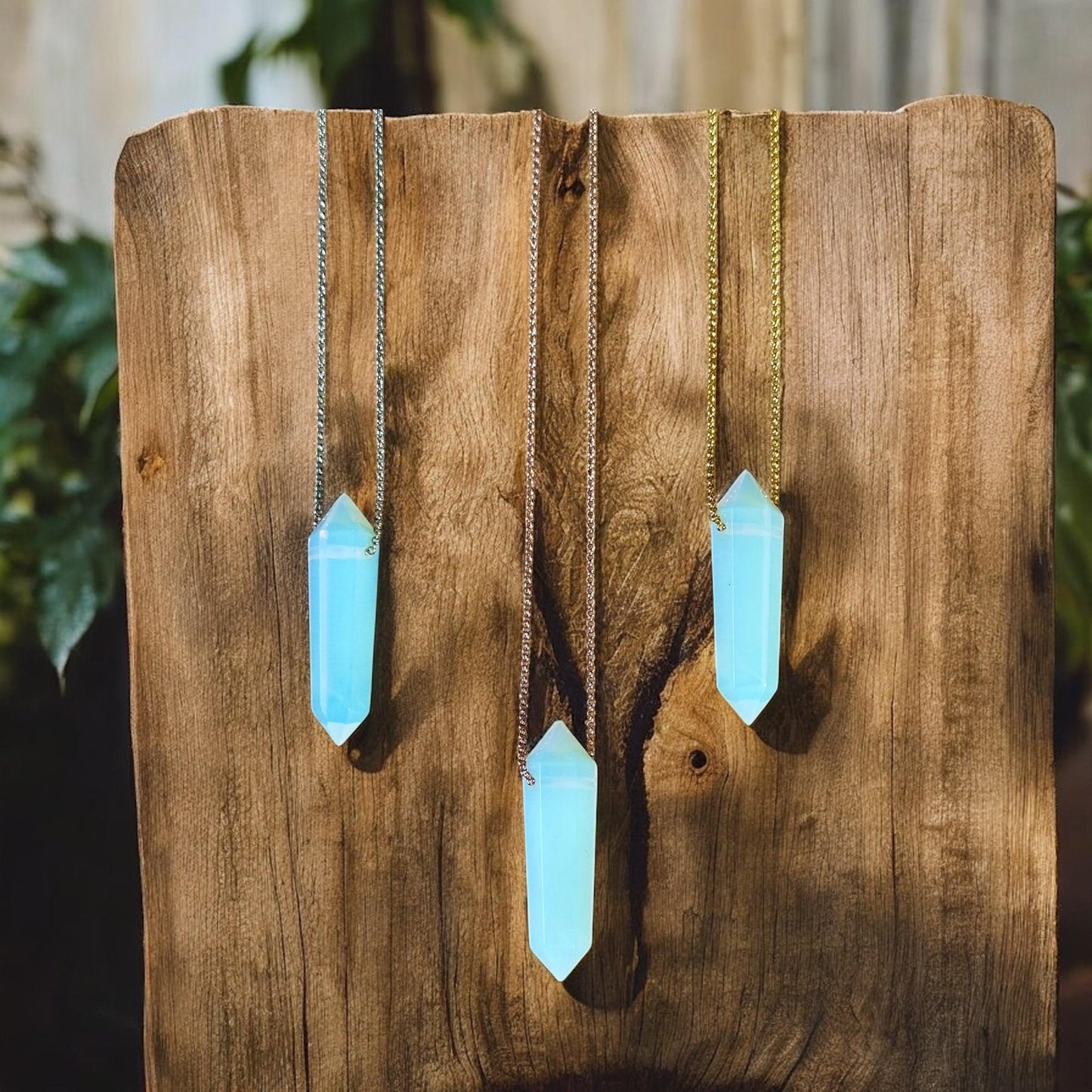 Opalite Point Necklace | Crystal Gemstone Tower Pendant | Double Terminated Crystal | Opalite Jewelry