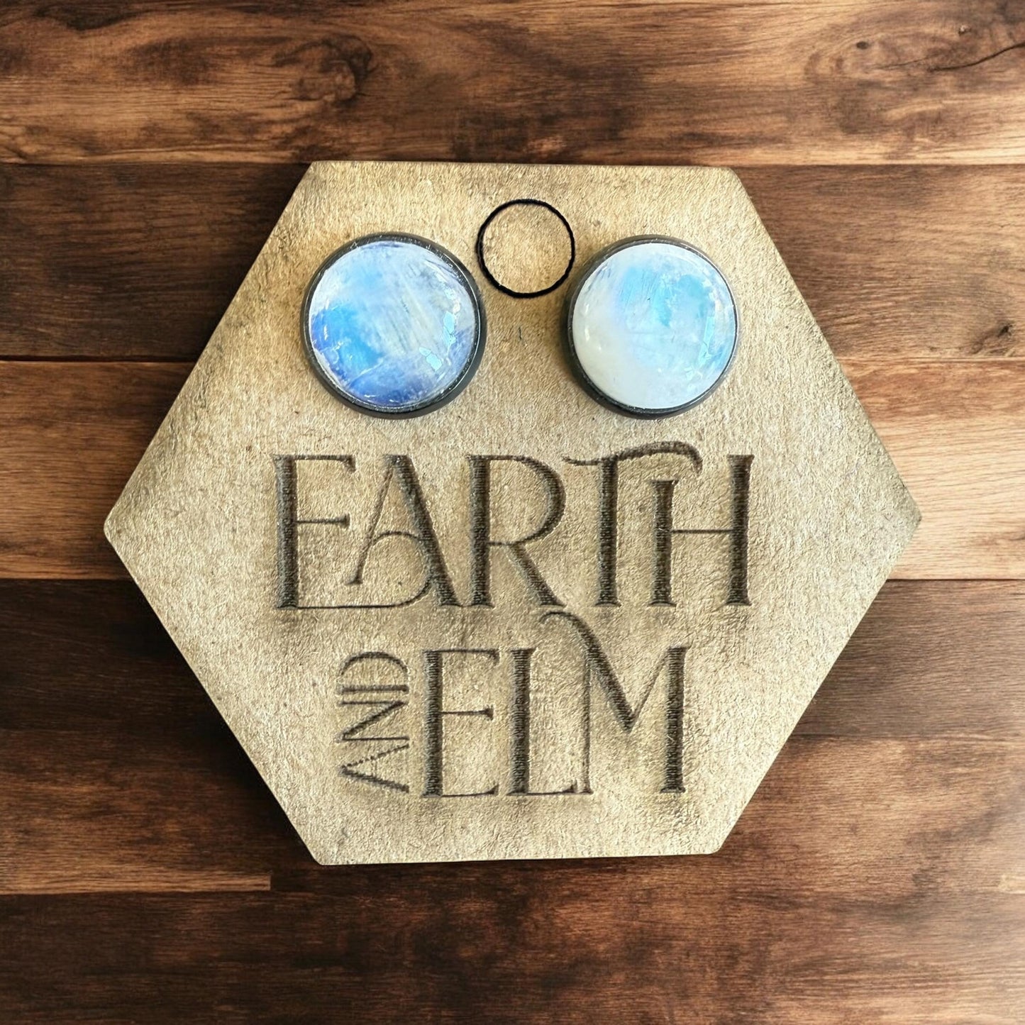 Moonstone Stud Earrings in Settings | Gold Rose Gold Black Silver | Authentic Gemstone Studs