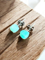 Raw Amazonite Stud Earrings | Gemstone Studs | Natural Stone Jewelry