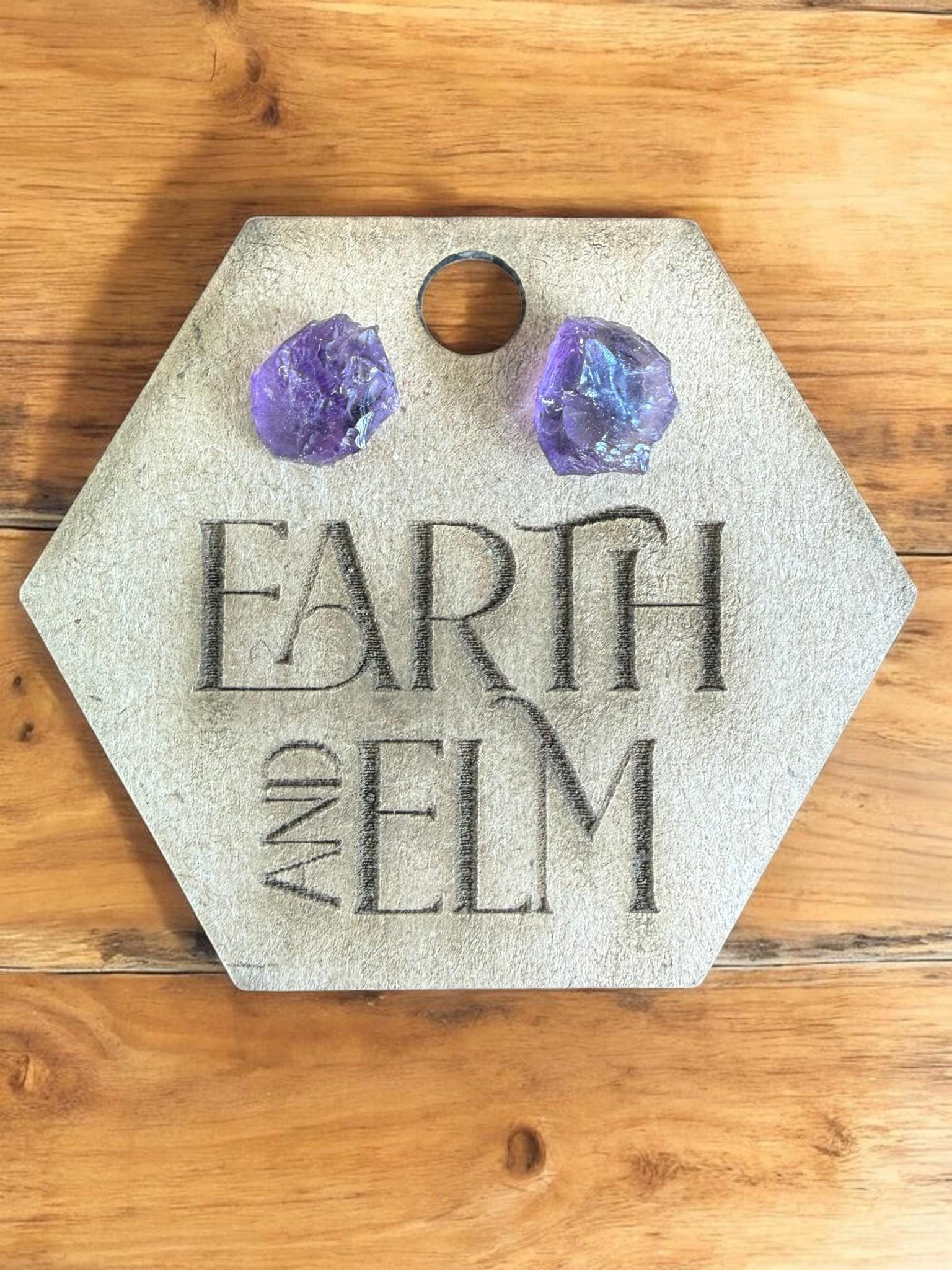 Raw Amethyst Stud Earrings | Gemstone Studs | Natural Stone Jewelry