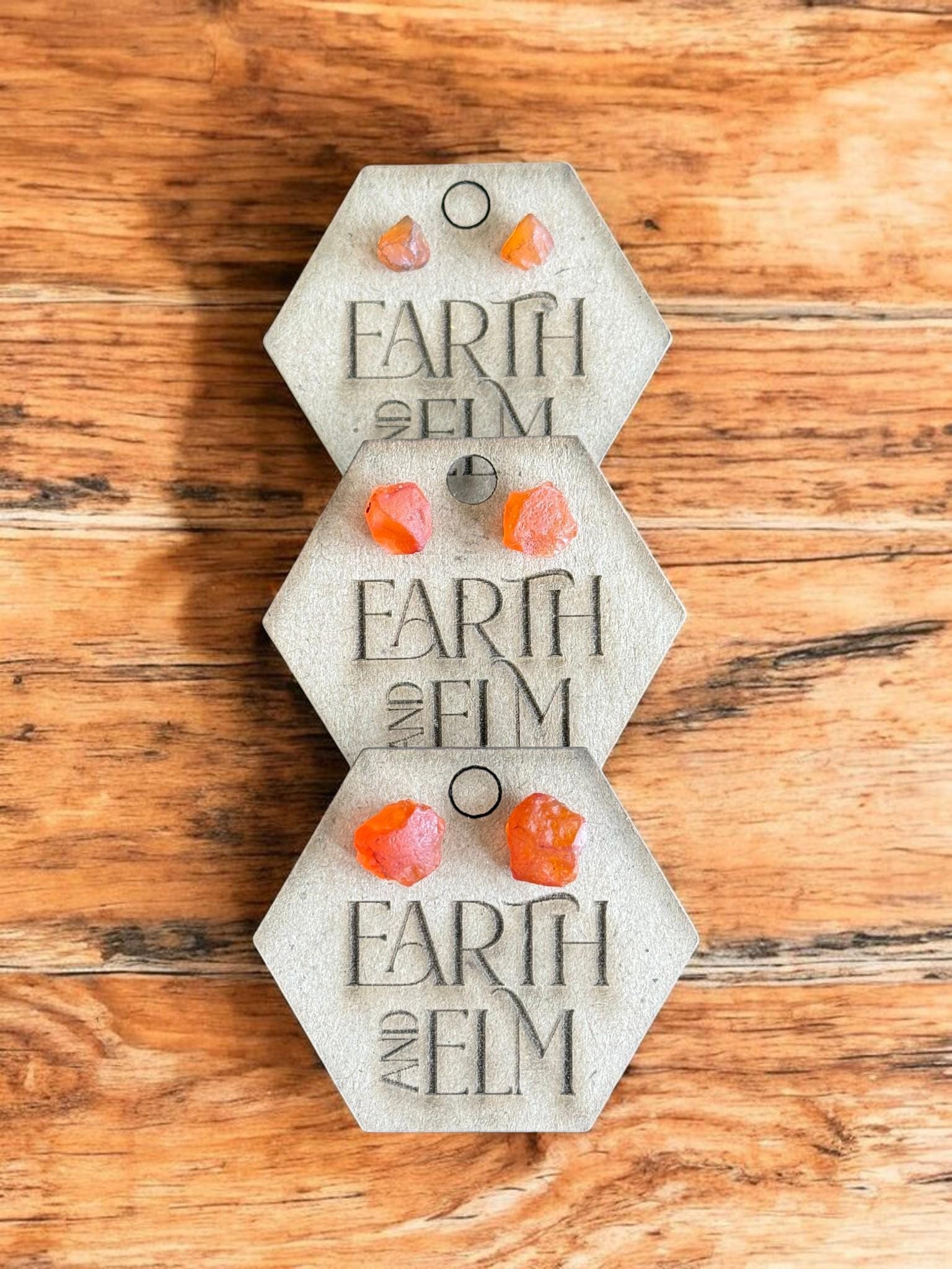 Raw Carnelian Stud Earrings | Gemstone Studs | Natural Stone Jewelry