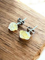 Raw Citrine Stud Earrings | Gemstone Studs | Natural Stone Jewelry