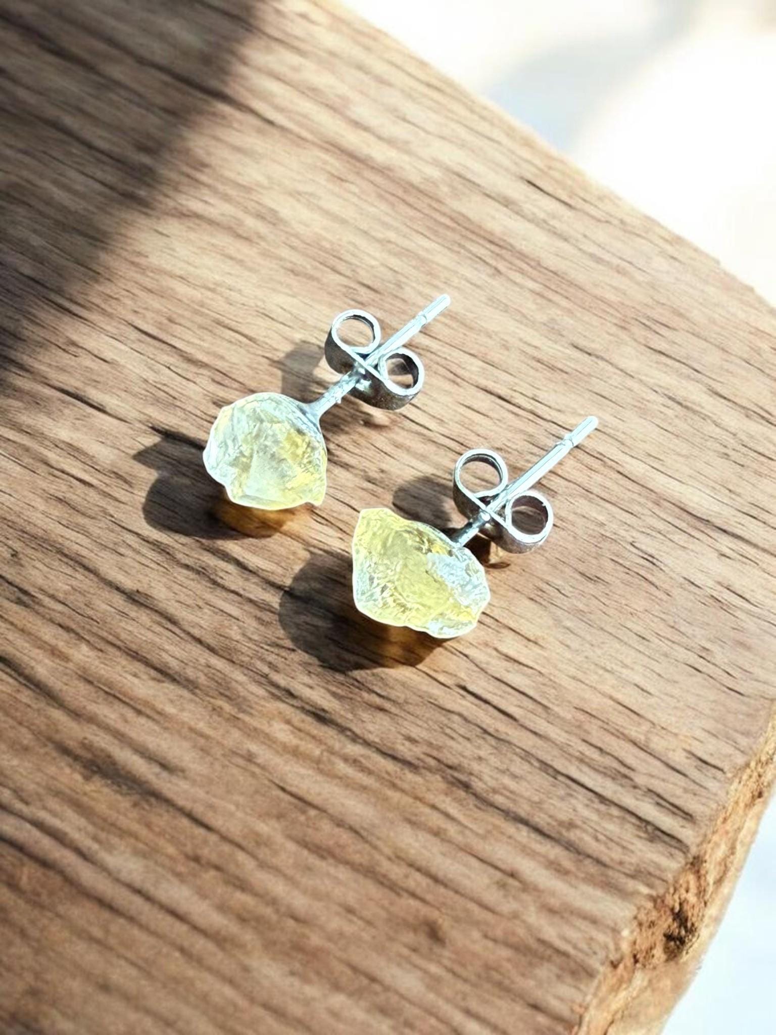 Raw Citrine Stud Earrings | Gemstone Studs | Natural Stone Jewelry