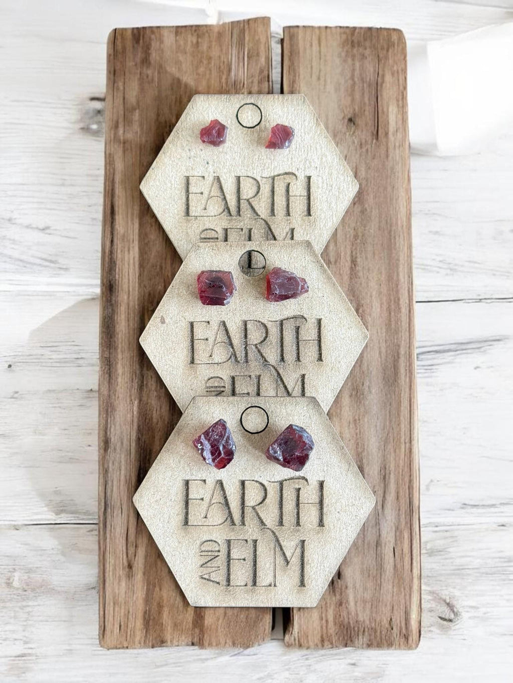 Raw Garnet Stud Earrings | Gemstone Studs | Natural Stone Jewelry