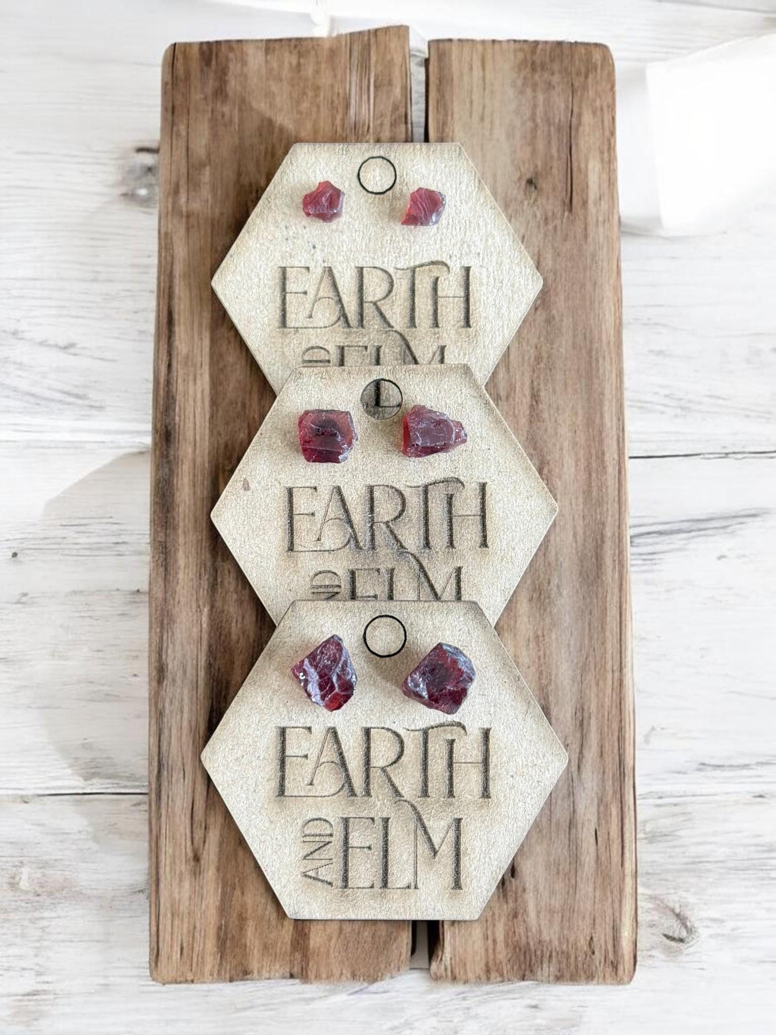 Raw Garnet Stud Earrings | Gemstone Studs | Natural Stone Jewelry