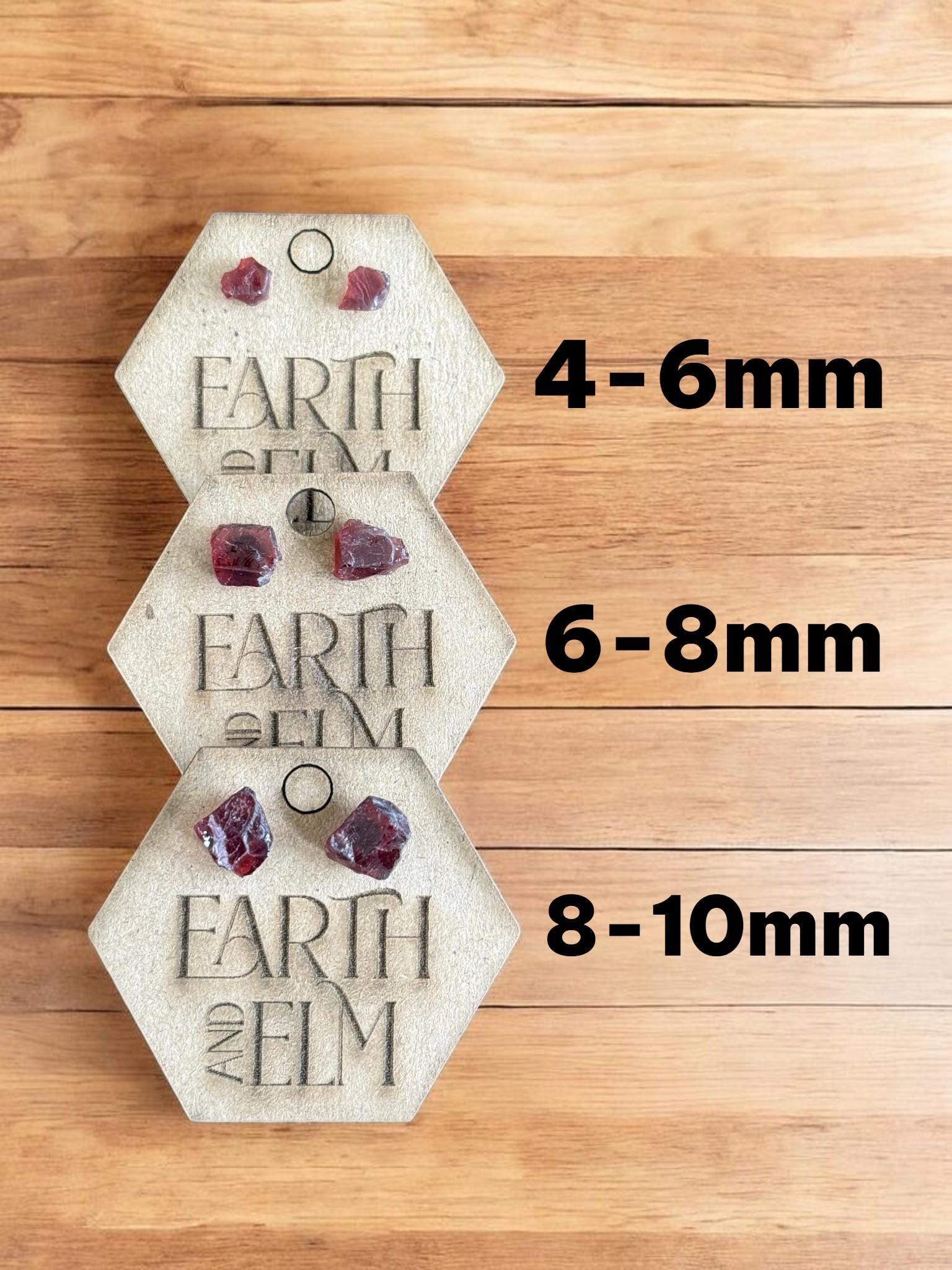Raw Garnet Stud Earrings | Gemstone Studs | Natural Stone Jewelry