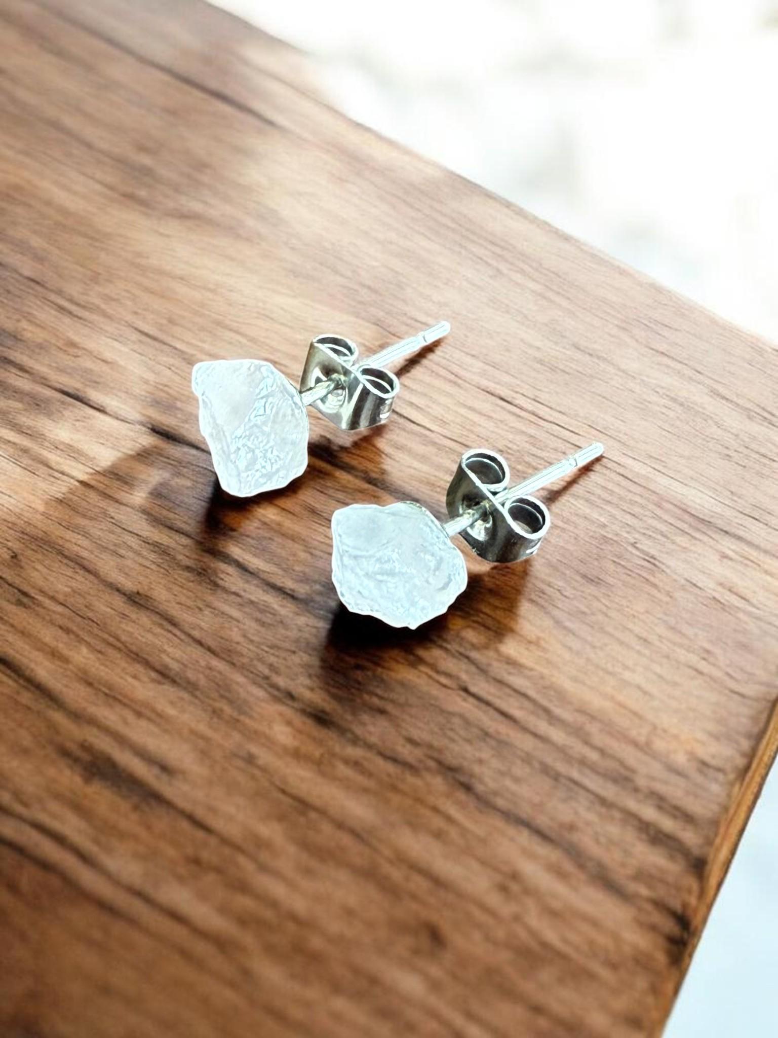Raw Rose Quartz Stud Earrings | Gemstone Studs | Natural Stone Jewelry