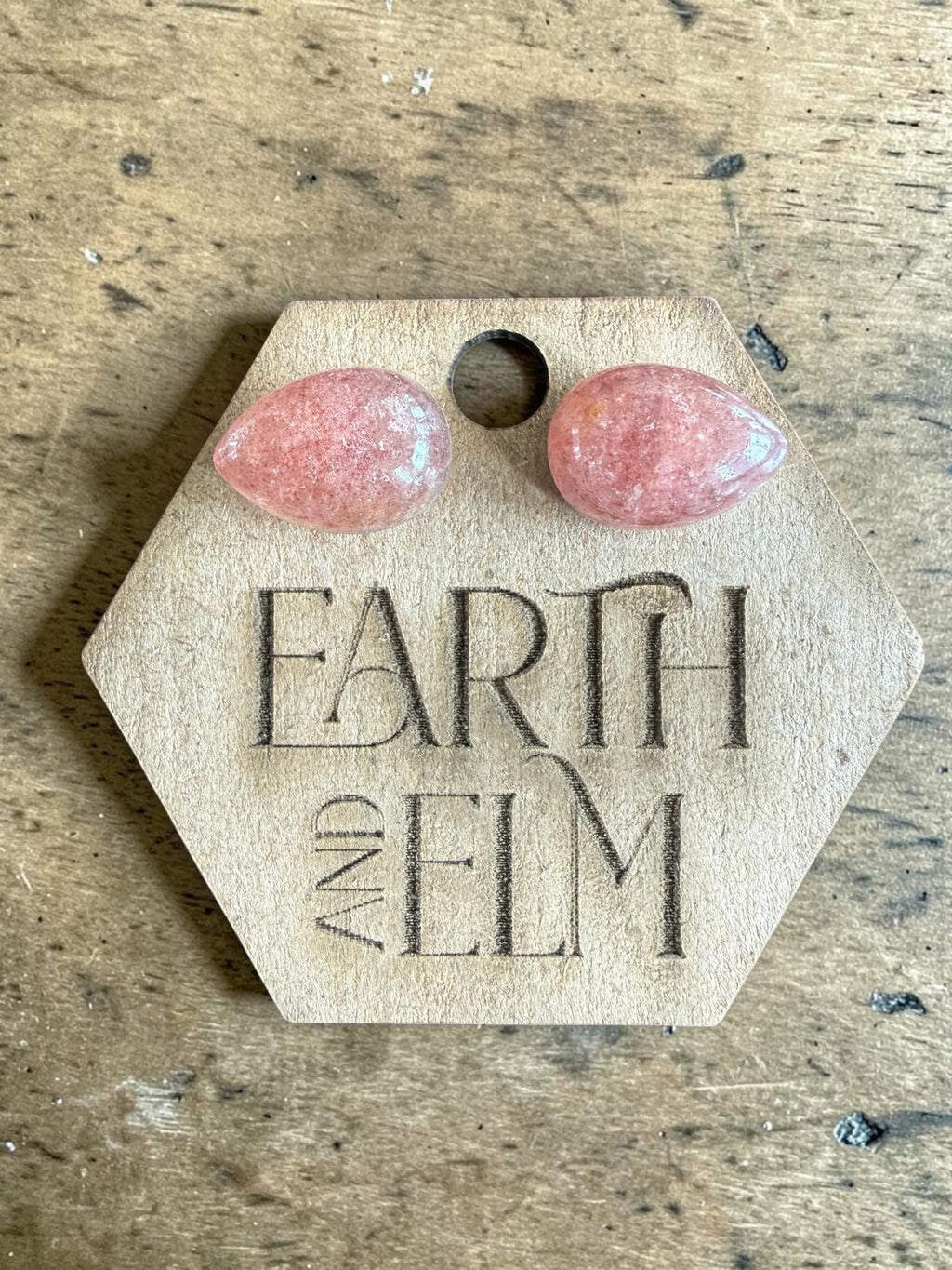 Strawberry Quartz Pear Cut Stud Earrings | Authentic Gemstone Studs