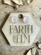 Strawberry Quartz Oval Cut Stud Earrings | Authentic Gemstone Studs
