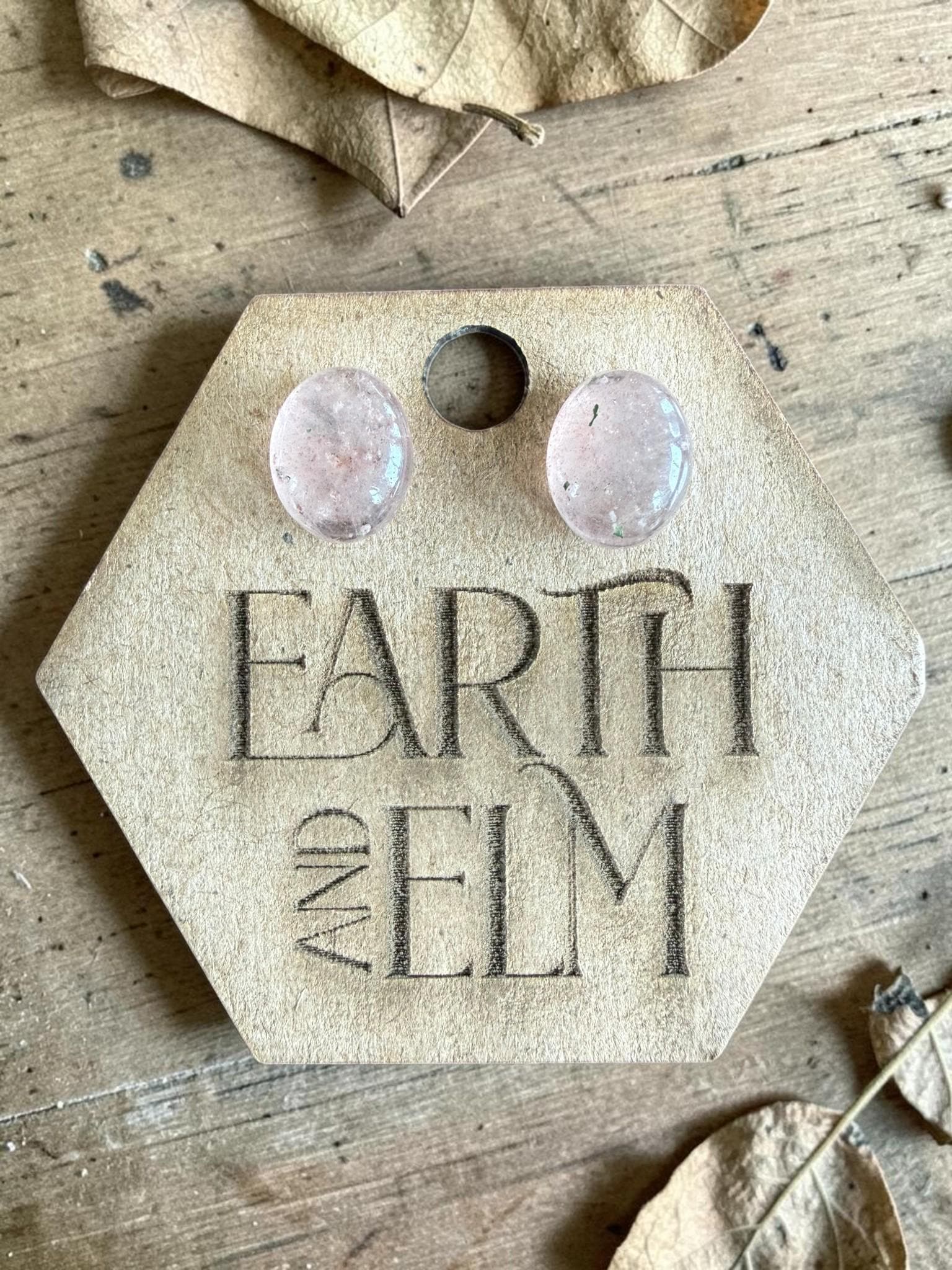 Strawberry Quartz Oval Cut Stud Earrings | Authentic Gemstone Studs