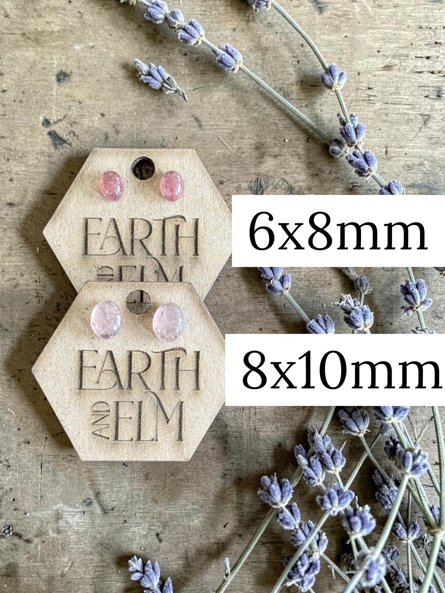 Strawberry Quartz Oval Cut Stud Earrings | Authentic Gemstone Studs