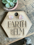 Strawberry Quartz Trillion Cut Stud Earrings | Authentic Gemstone Studs