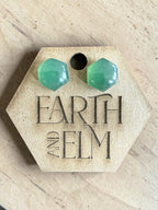 Nephrite Jade Hexagon Cut Stud Earrings | Authentic Gemstone Studs