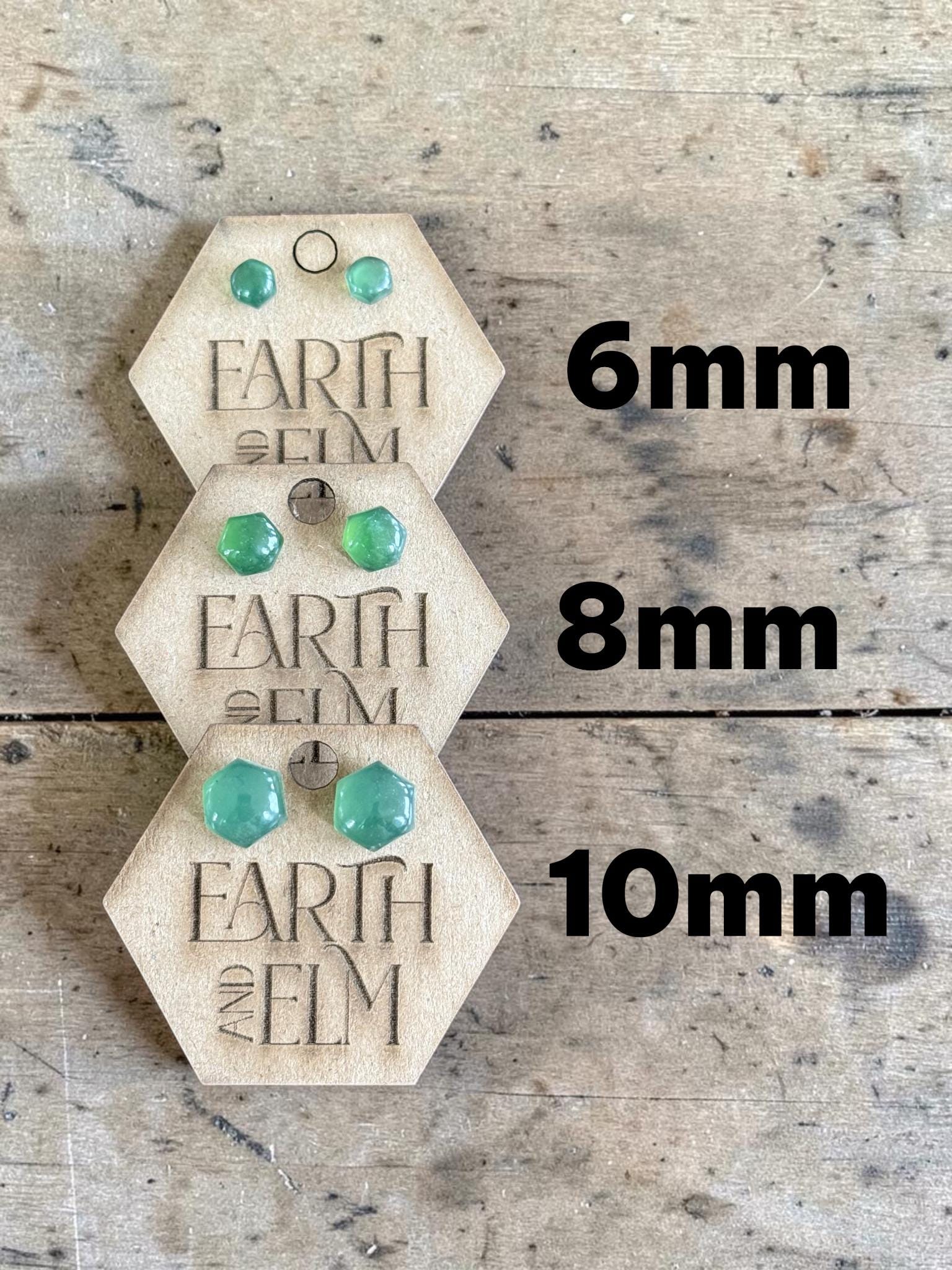 Nephrite Jade Hexagon Cut Stud Earrings | Authentic Gemstone Studs