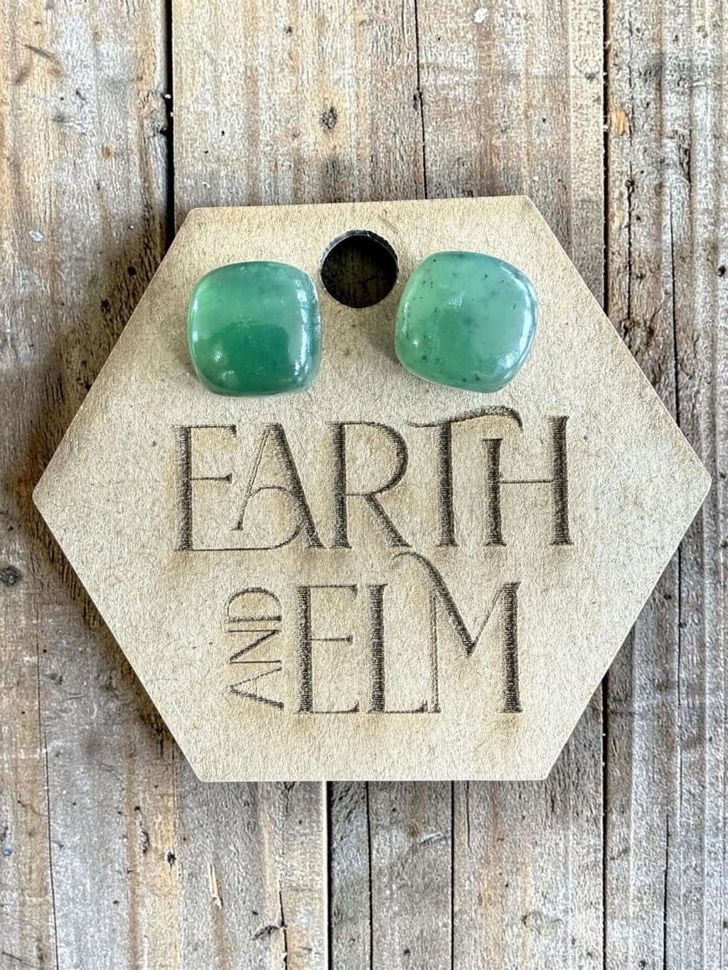 Nephrite Jade Cushion Cut Stud Earrings | Authentic Gemstone Studs