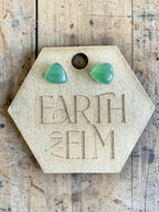 Nephrite Jade Trillion Cut Stud Earrings | Authentic Gemstone Studs
