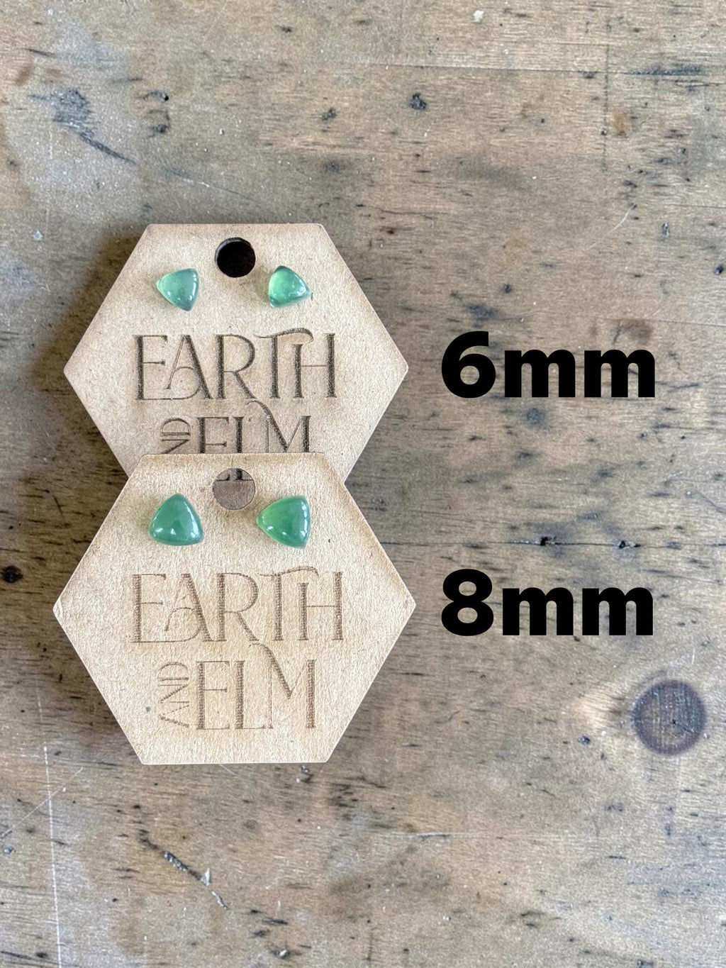 Nephrite Jade Trillion Cut Stud Earrings | Authentic Gemstone Studs