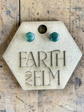 Moss Agate Hexagon Cut Stud Earrings | Authentic Gemstone Studs