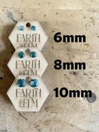Moss Agate Cushion Cut Stud Earrings | Authentic Gemstone Studs