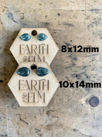 Moss Agate Pear Cut Stud Earrings | Authentic Gemstone Studs