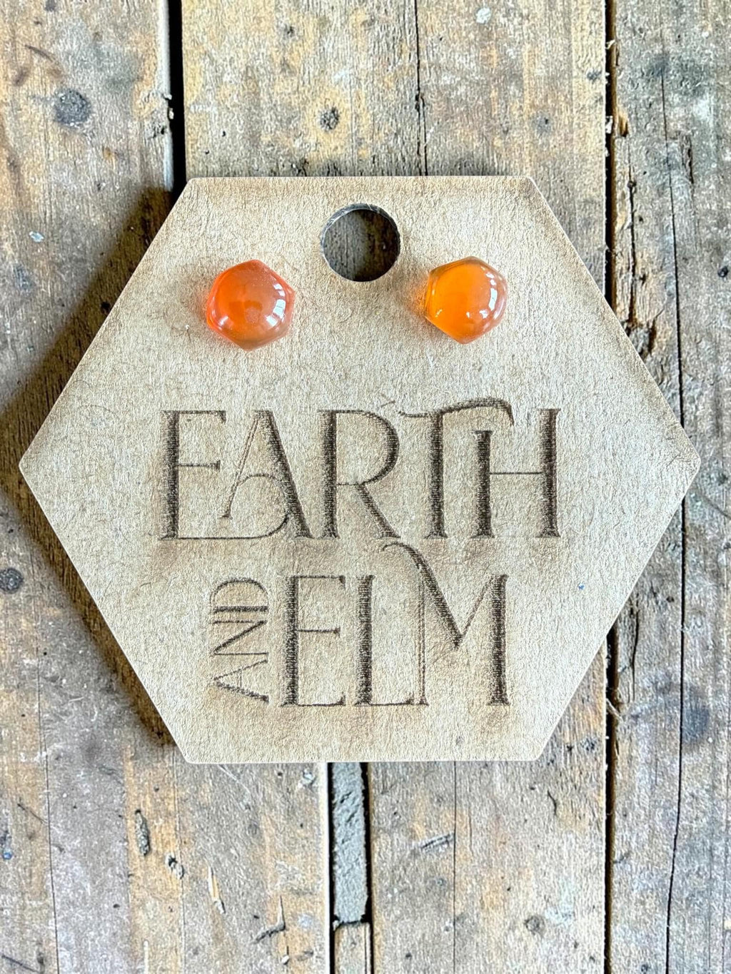 Carnelian Hexagon Cut Stud Earrings | Authentic Gemstone Studs