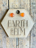 Carnelian Hexagon Cut Stud Earrings | Authentic Gemstone Studs