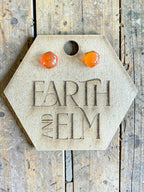 Carnelian Hexagon Cut Stud Earrings | Authentic Gemstone Studs