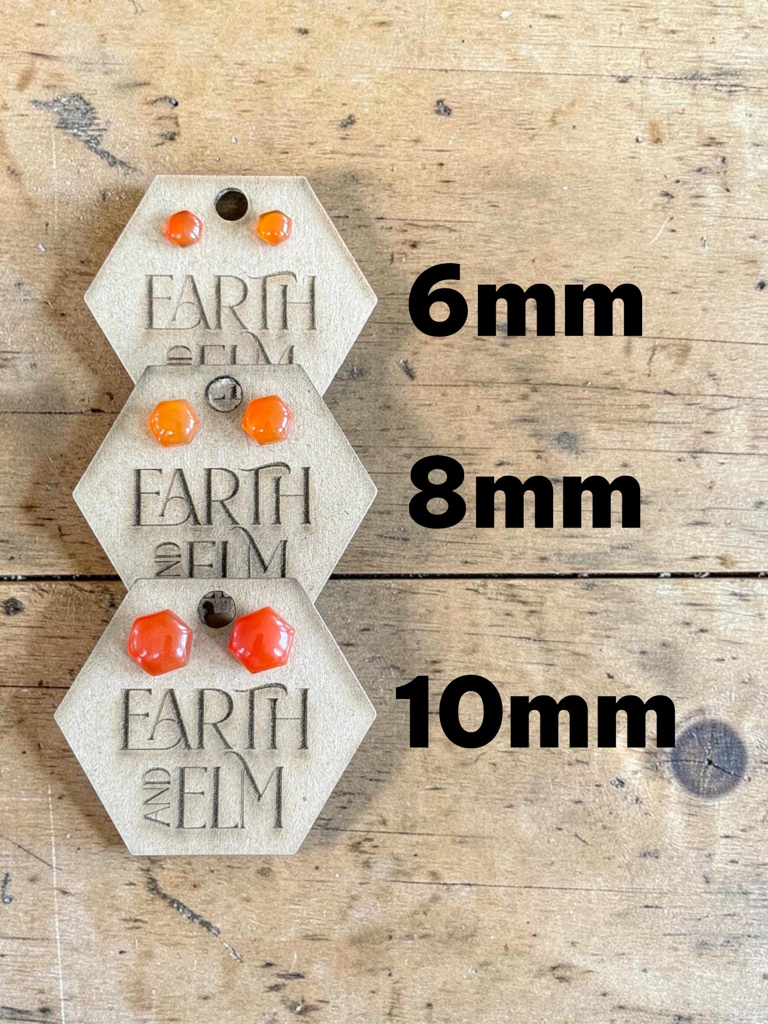 Carnelian Hexagon Cut Stud Earrings | Authentic Gemstone Studs