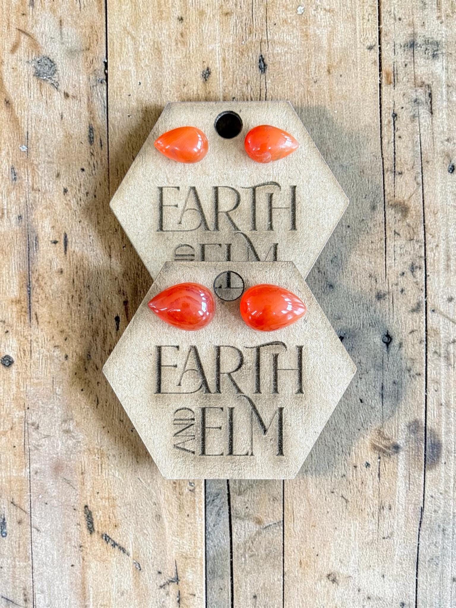 Carnelian Pear Cut Stud Earrings | Authentic Gemstone Studs