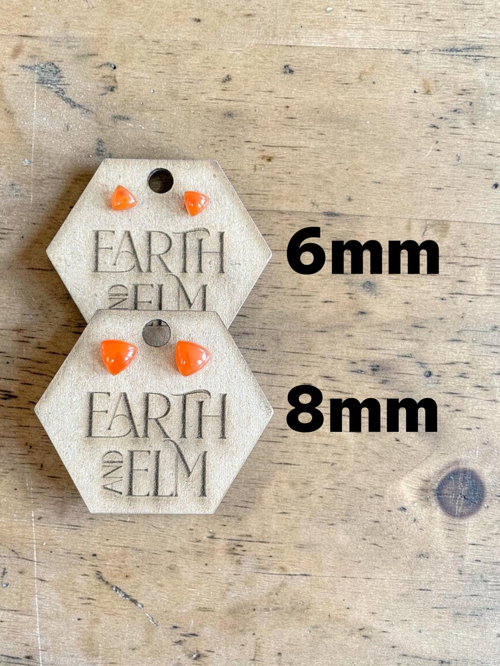 Carnelian Trillion Cut Stud Earrings | Authentic Gemstone Studs