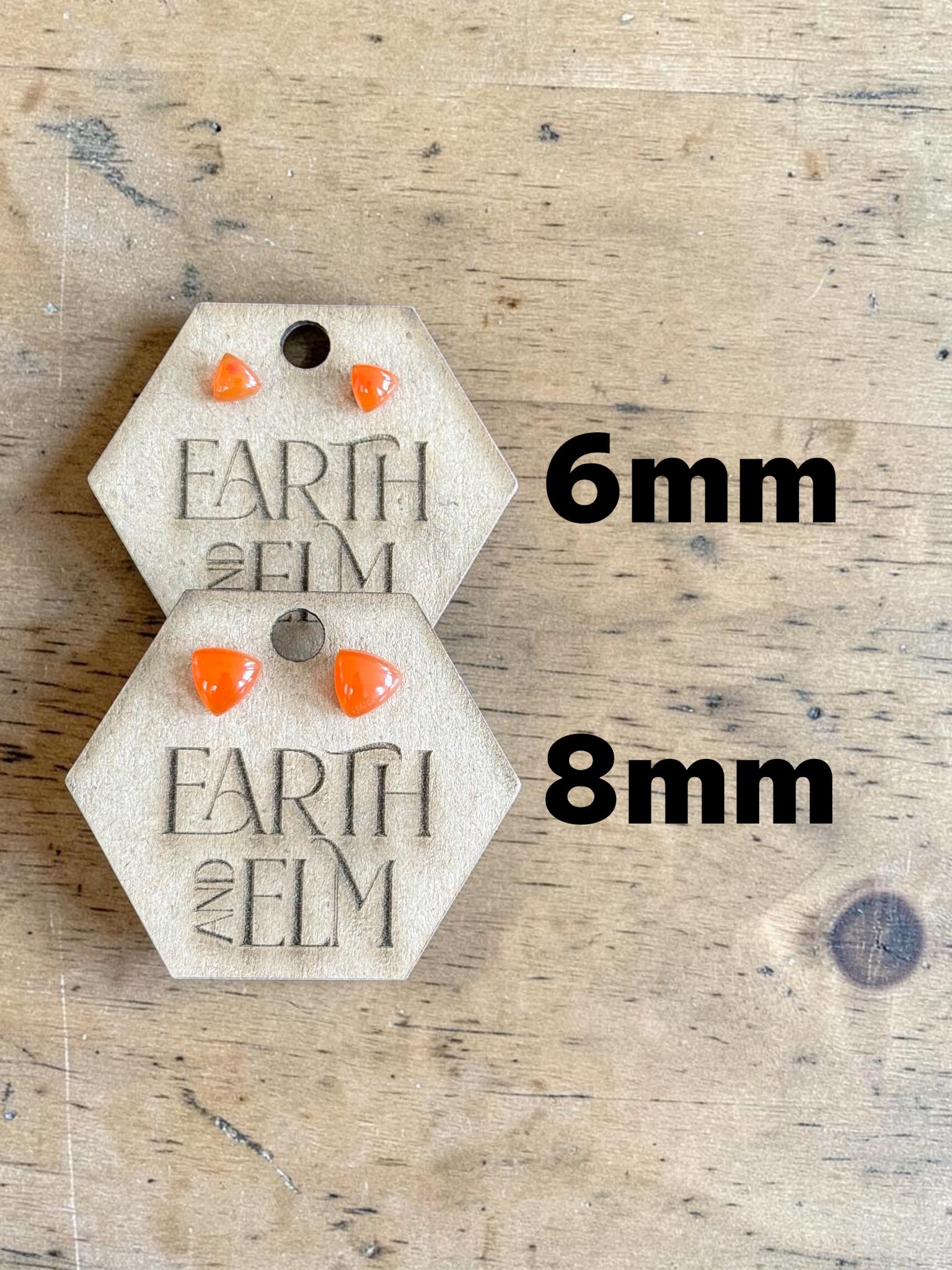Carnelian Trillion Cut Stud Earrings | Authentic Gemstone Studs