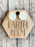 Mother of Pearl Round Cut Stud Earrings | Authentic Gemstone Studs