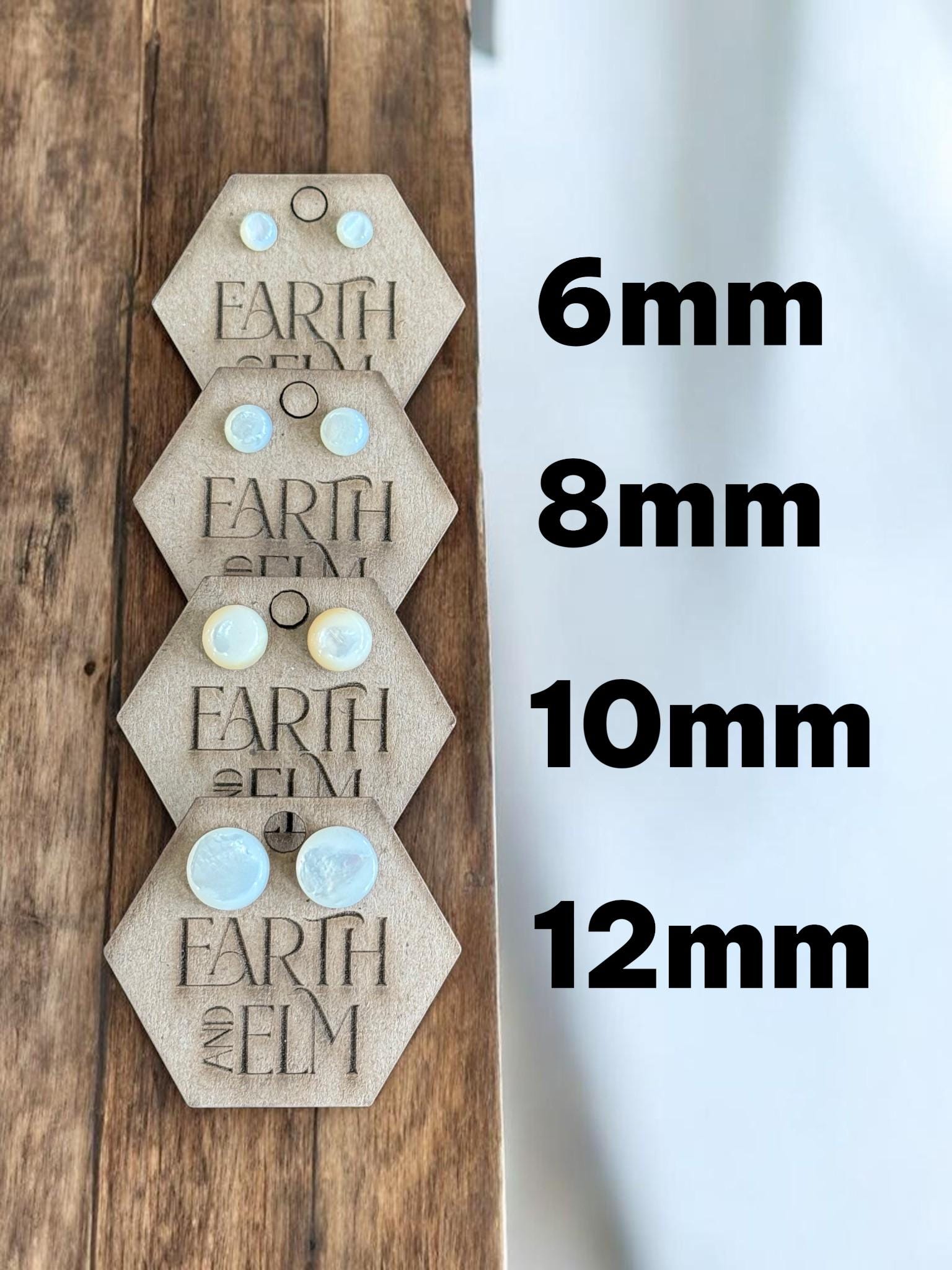 Mother of Pearl Round Cut Stud Earrings | Authentic Gemstone Studs