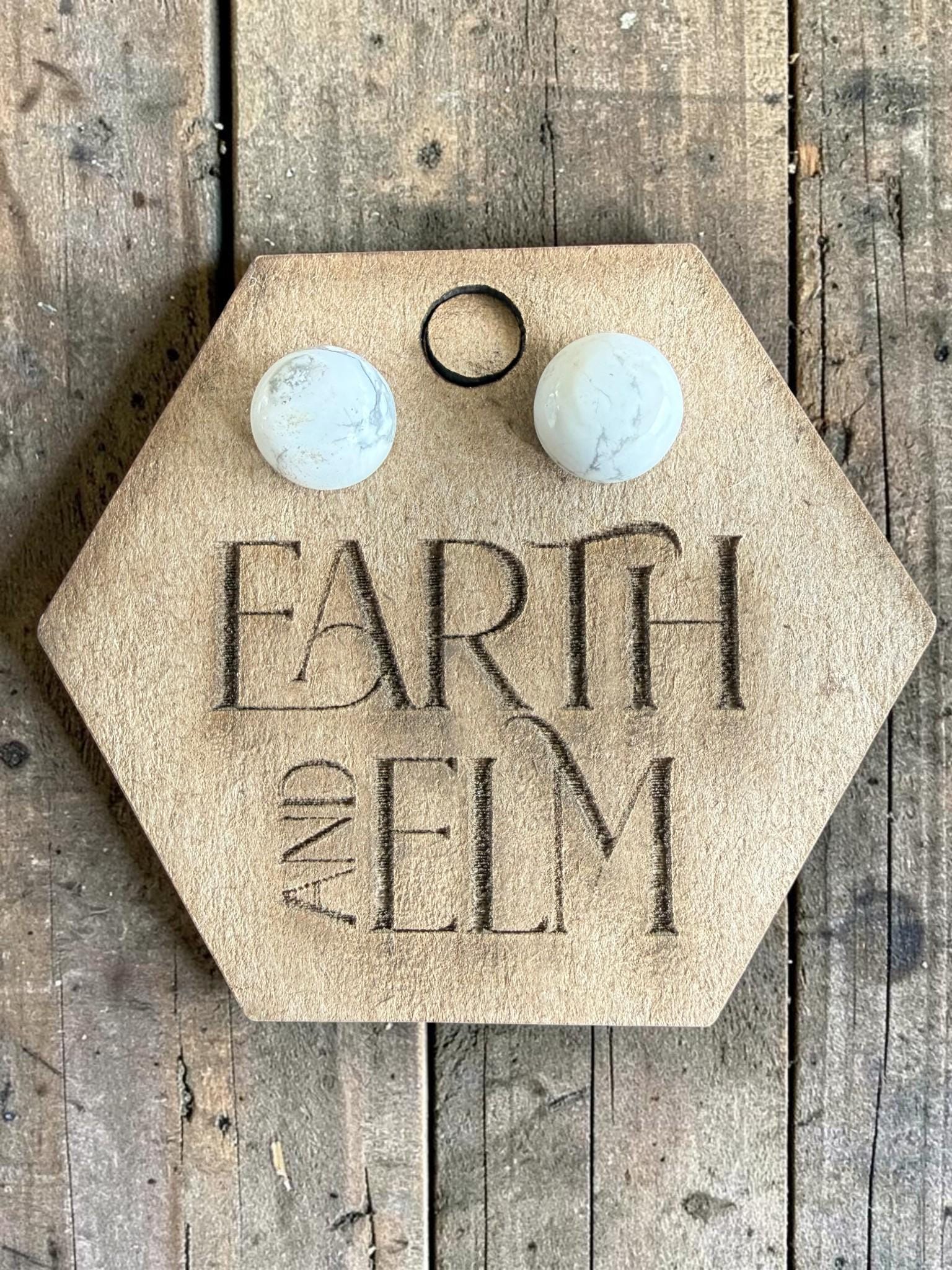 Howlite Round Cut Stud Earrings | Authentic Gemstone Studs