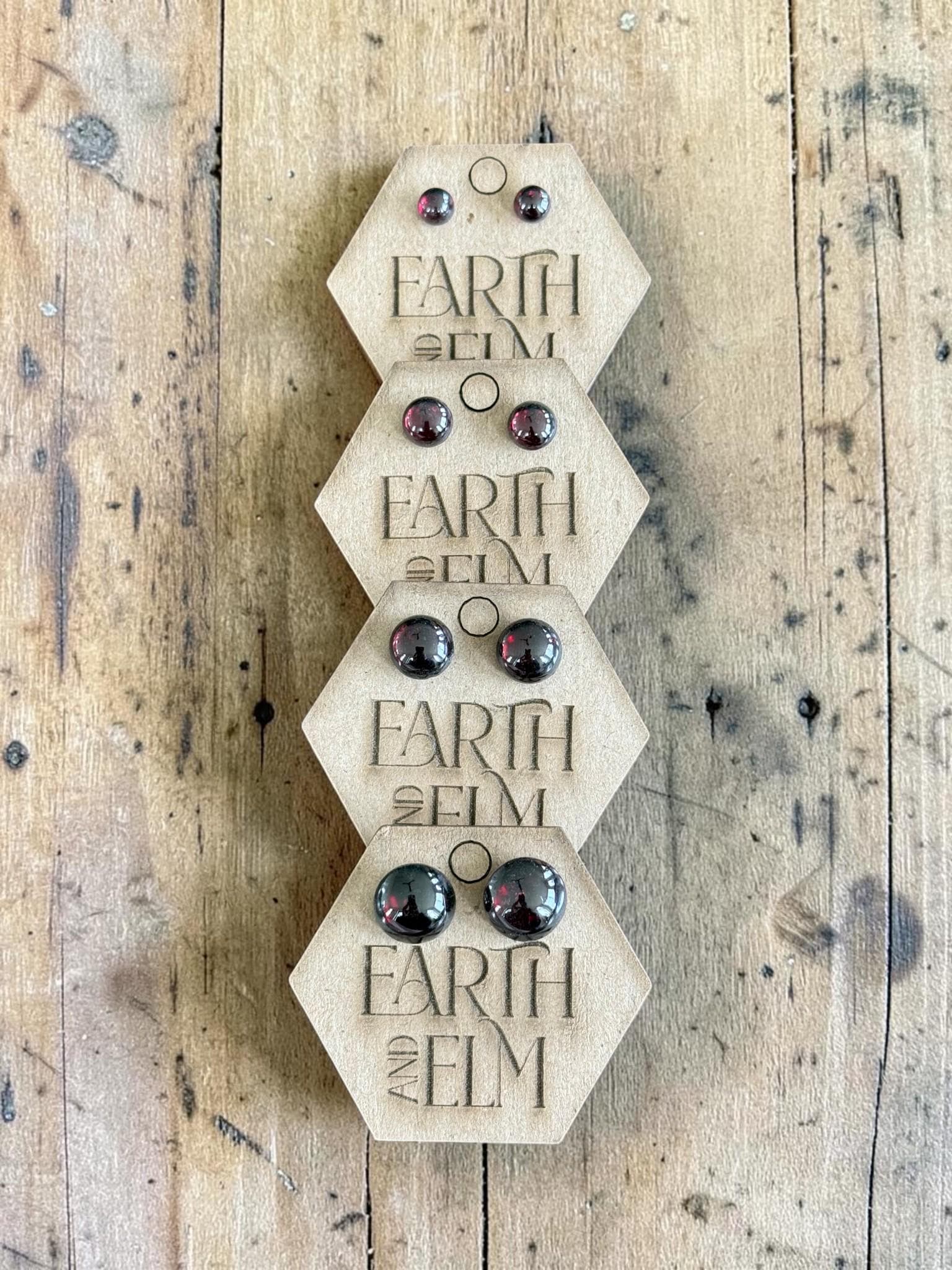 Garnet Round Cut Stud Earrings | Authentic Gemstone Studs