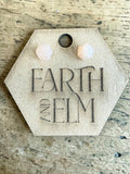 Peach Moonstone Hexagon Studs | Gemstone Stud Earrings | Pink Jewelry