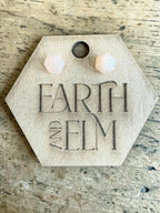 Peach Moonstone Hexagon Studs | Gemstone Stud Earrings | Pink Jewelry