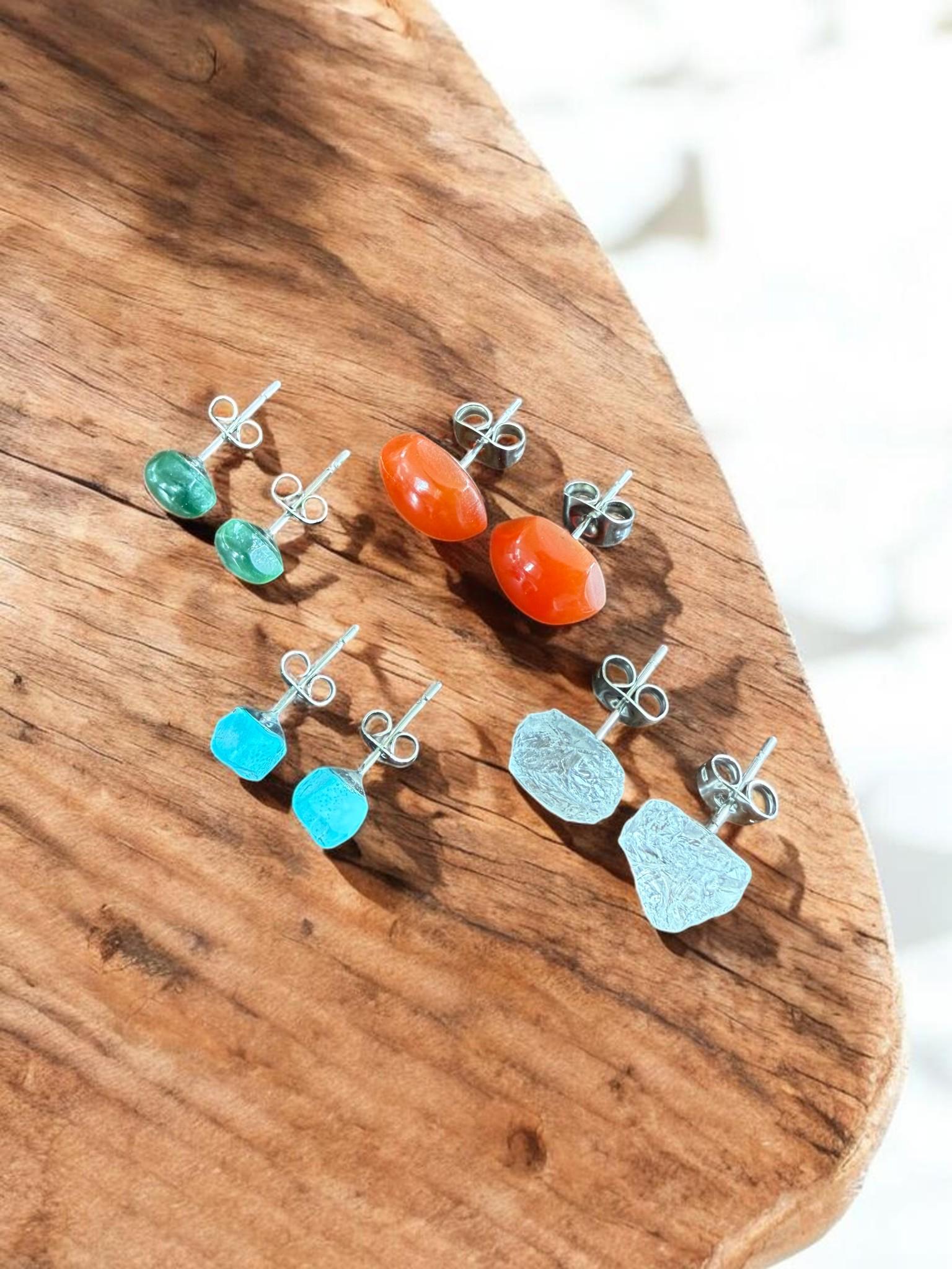 Raw Moonstone Stud Earrings | Gemstone Studs | Natural Stone Jewelry