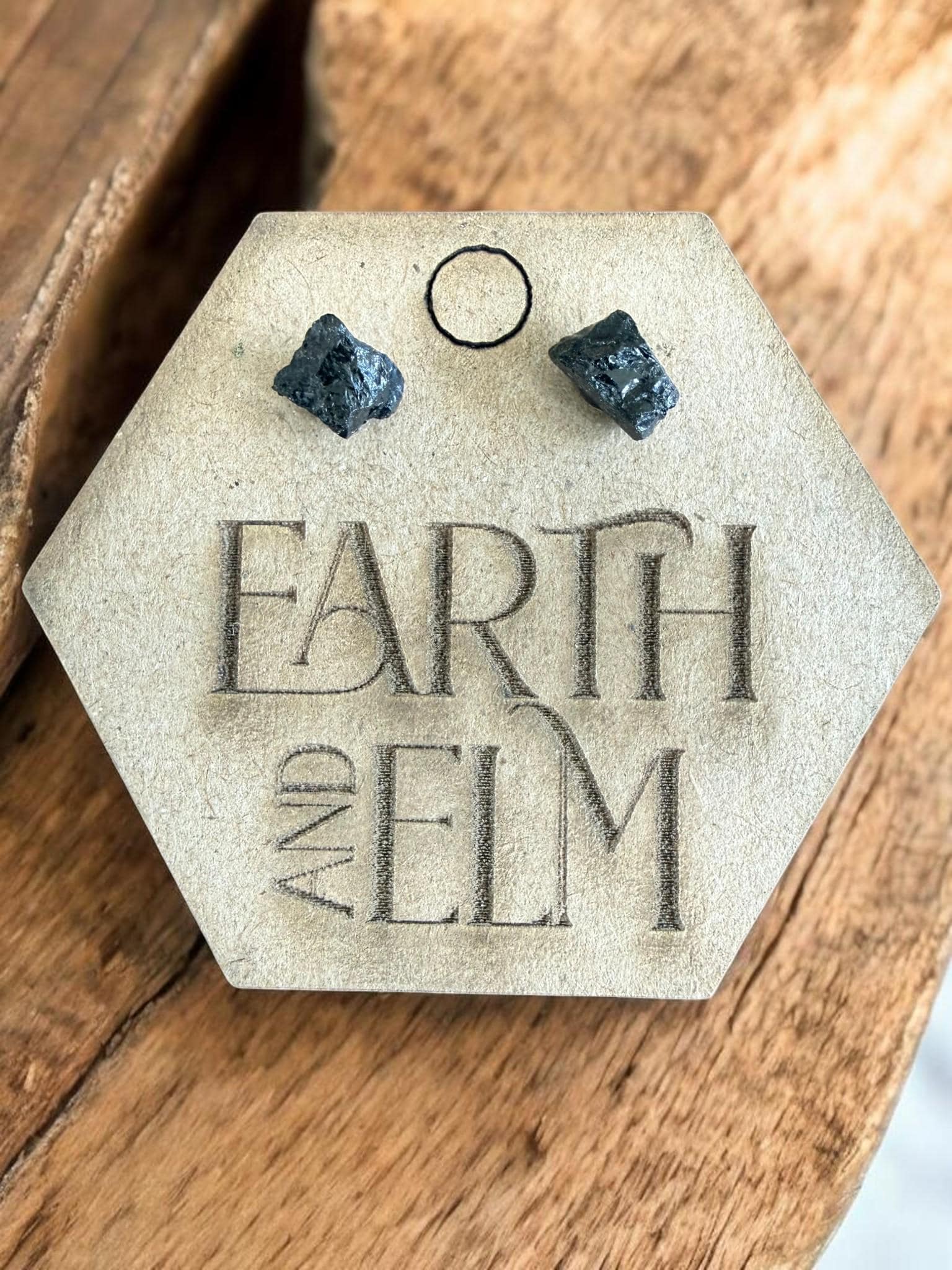 Raw Black Tourmaline Stud Earrings | Gemstone Studs | Natural Stone Jewelry