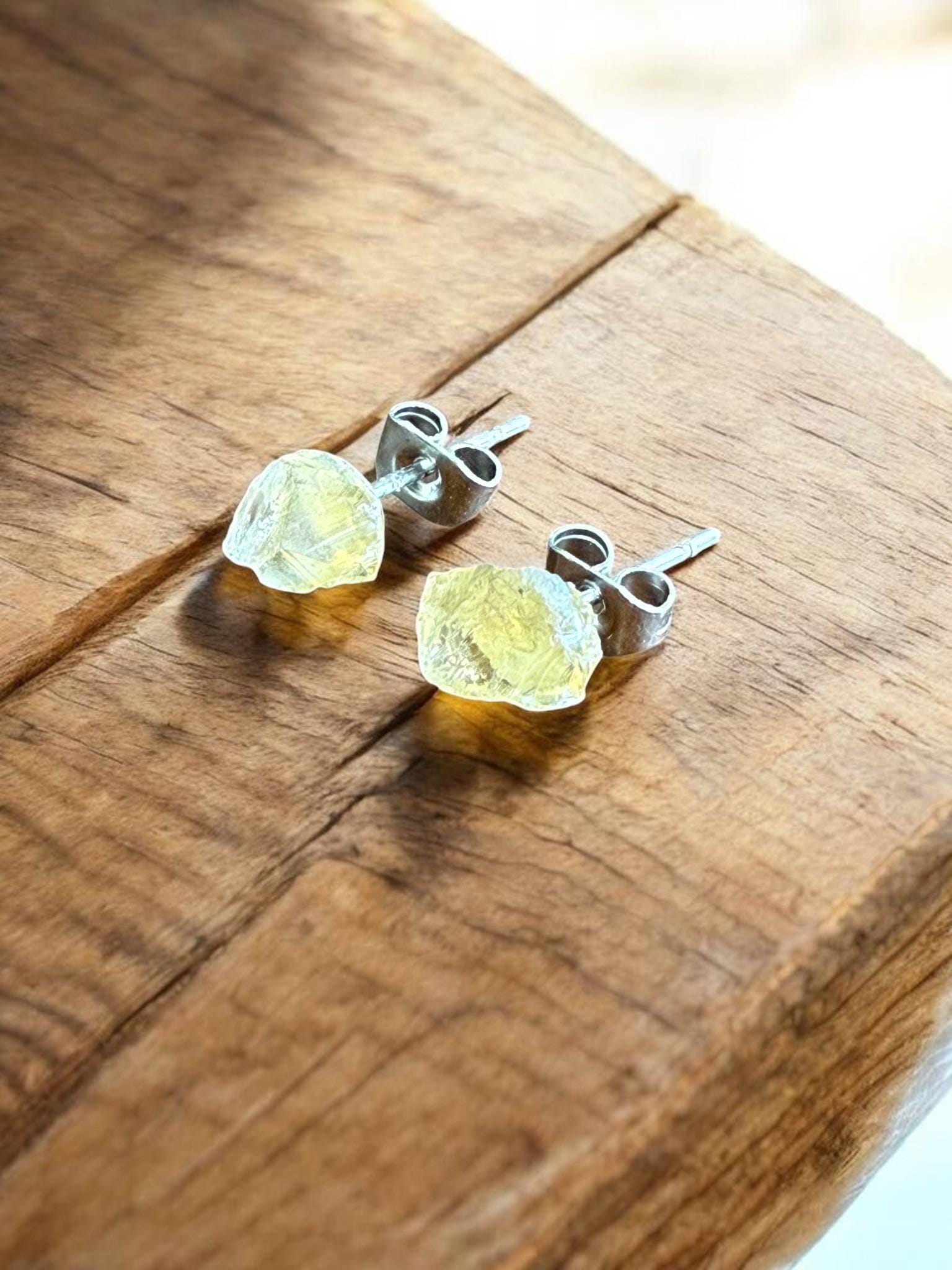 Raw Citrine Stud Earrings | Gemstone Studs | Natural Stone Jewelry