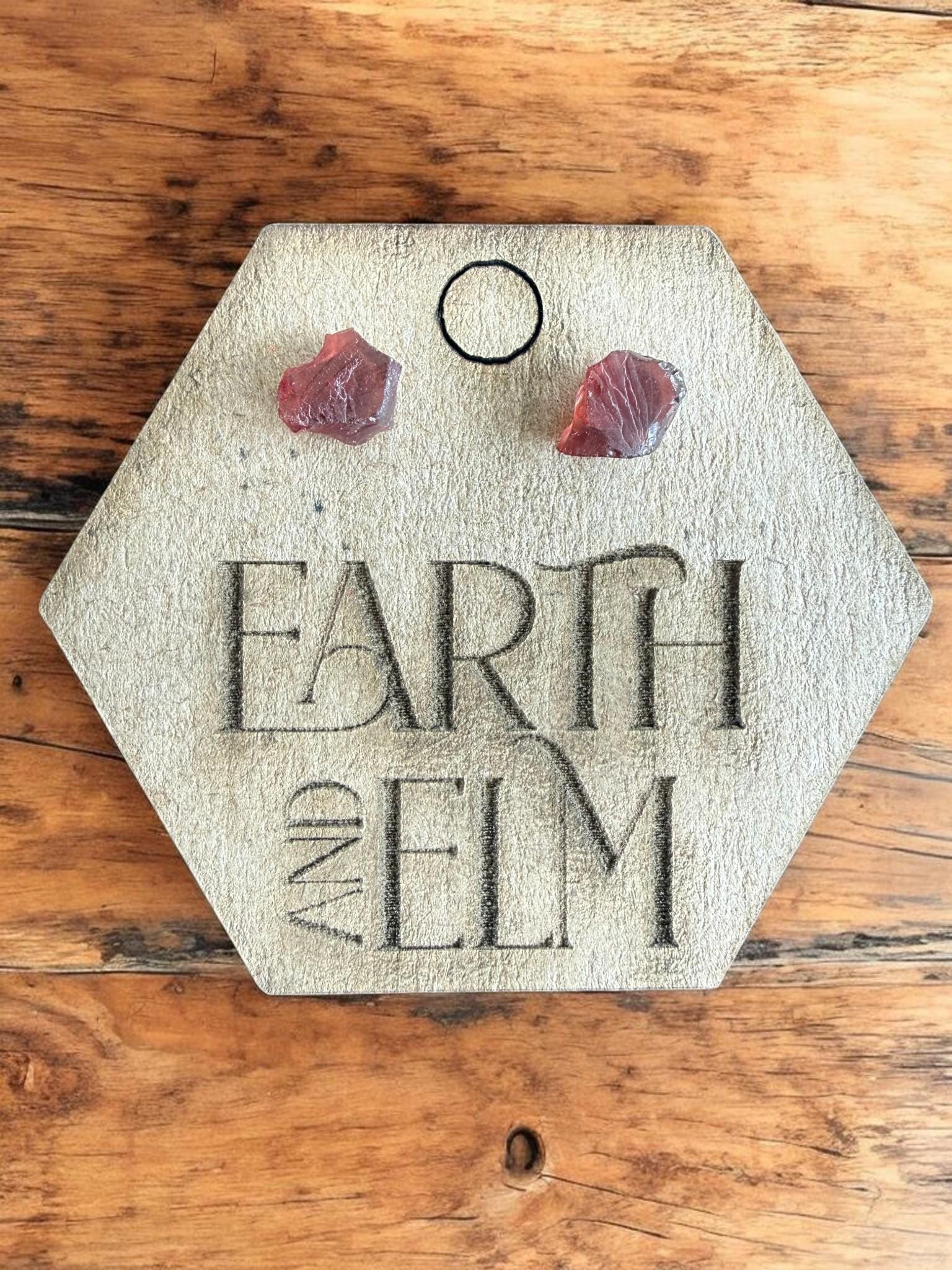 Raw Garnet Stud Earrings | Gemstone Studs | Natural Stone Jewelry